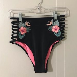 VS PINK High waisted embroidered flower bottoms
